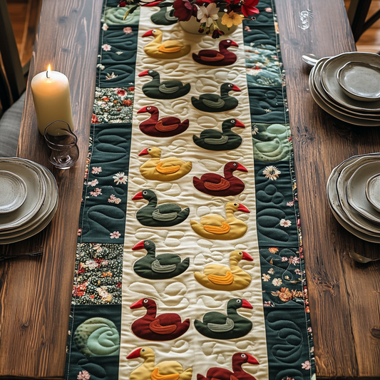 Colorful Duck Lake Quilted Table Runner NCU0DV396