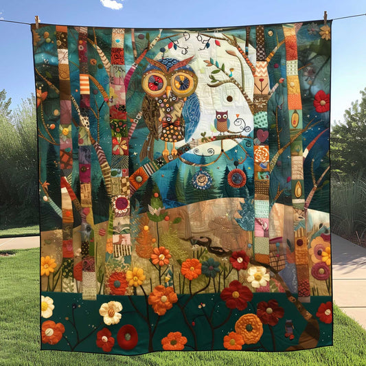 Colorful Owl Patchwork Quilted Blanket NCU0HY009