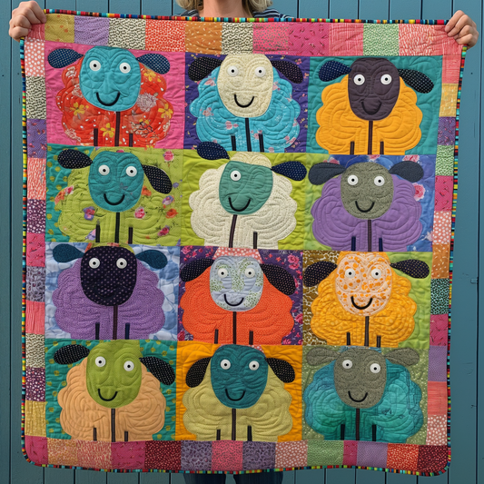 Colorful Pasture Sheep Quilted Blanket NCU0TL304