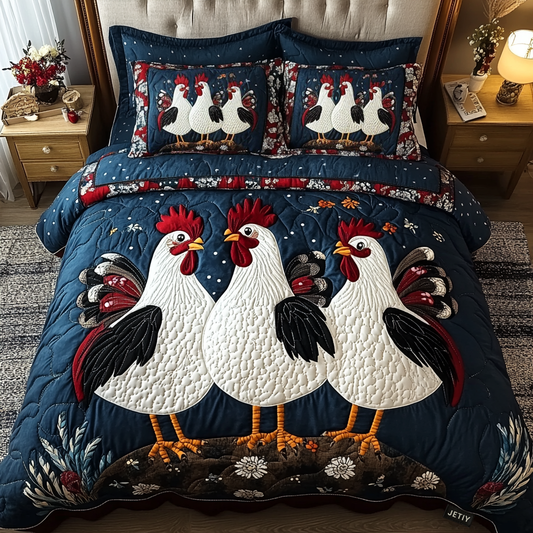 Country Chickens 3-Piece Quilted Bedding Set NCU0DK2345