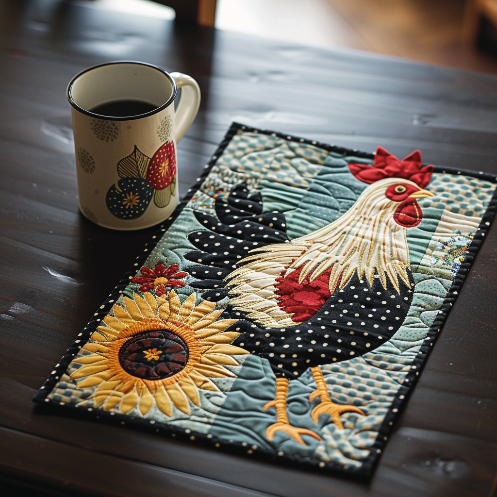 Countryside Sunflower Chicken Quilted Placemat NCU0TL006