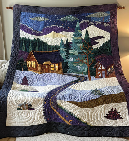 Cozy Cabin Christmas Quilted Blanket NCU0PT331