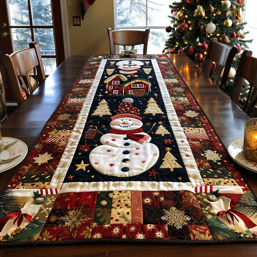 Cozy Snowman Quilted Table Runner NCU0DV249