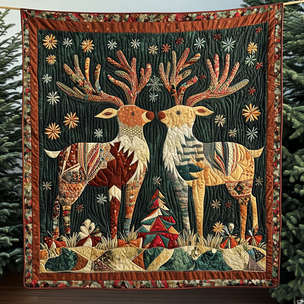 Cozy Antlers Quilted Blanket NCU0VH779