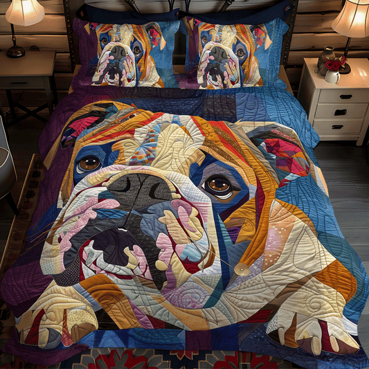 Cozy Bulldog Quilted Bedding Set NCU0DV1677