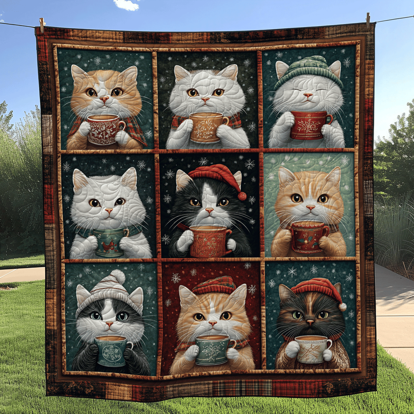 Cozy Christmas Cats Quilted Blanket NCU0TL1265