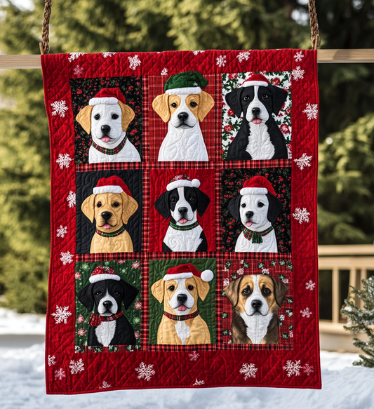 Cozy Christmas Puppies Quilted Blanket NCU0VL603