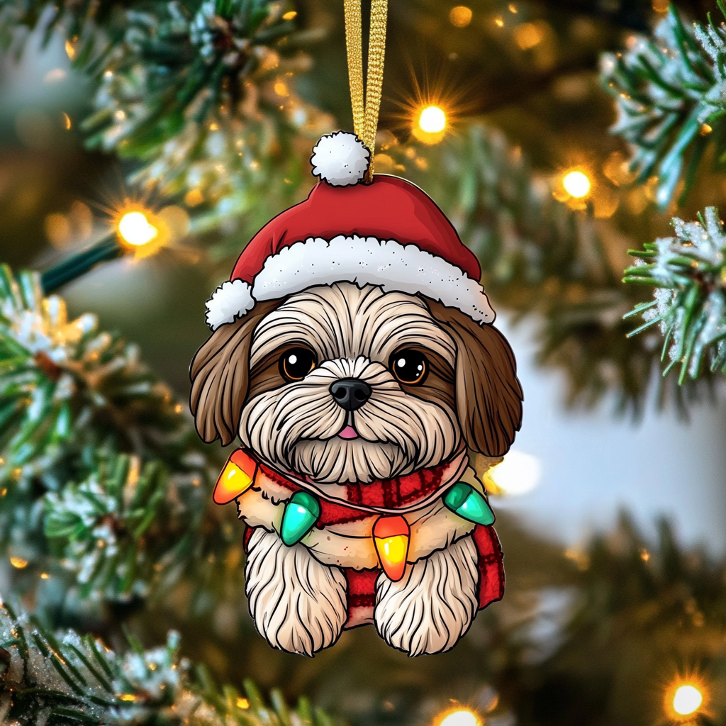 Cozy Christmas Shih Tzu Mica Ornament NCU0DV1696