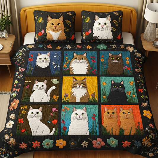 Cozy Kitty 3-Piece Quilted Bedding Set NCU0DK2510