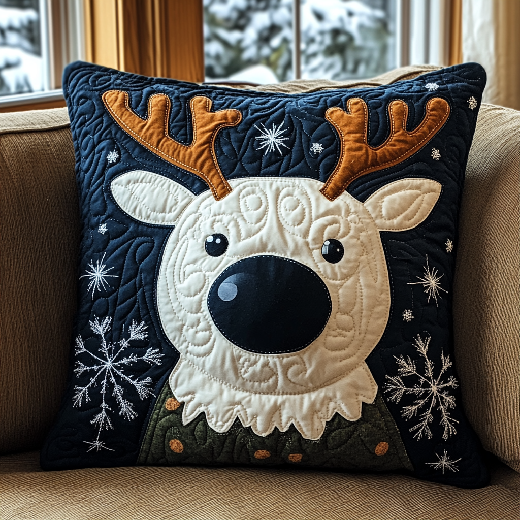 Cozy Reindeer Quilted Pillow Case NCU0VH701