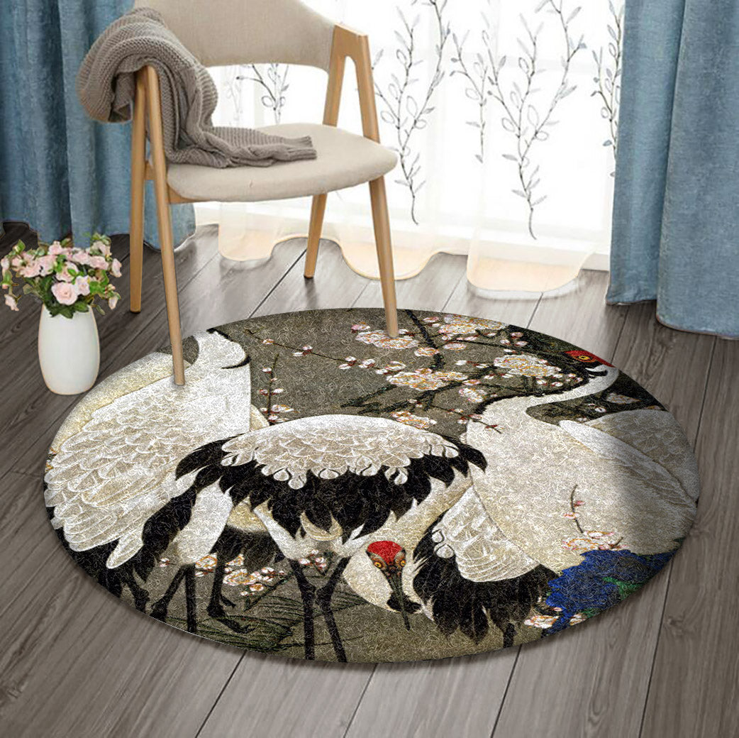 Crane Bird DD180925RR Round Area Rug