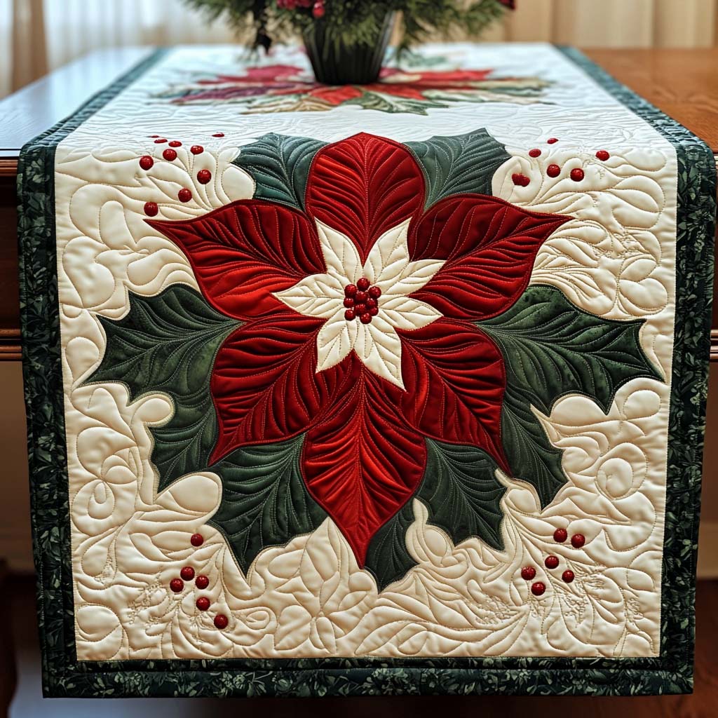 Crimson Glow Quilted Table Runner NCU0NT1645