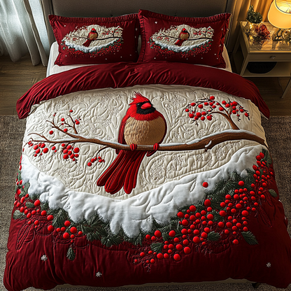 Crimson Serenity 3-Piece Quilted Bedding Set NCU0DK2623