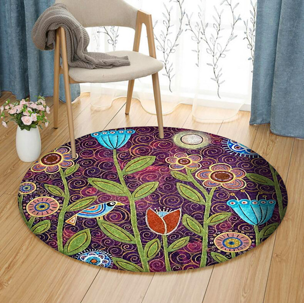 Crow And Flower BT310736T Round Area Rug