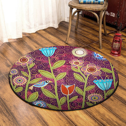 Crow And Flower BT310736T Round Area Rug