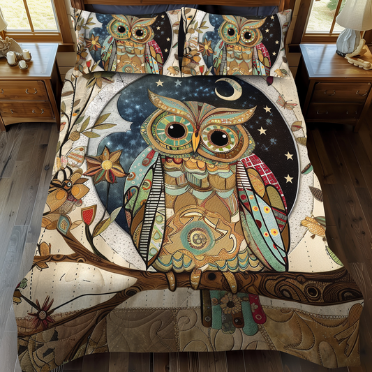 Cuddly Owl 3-Piece Quilted Bedding Set NCU0VL164