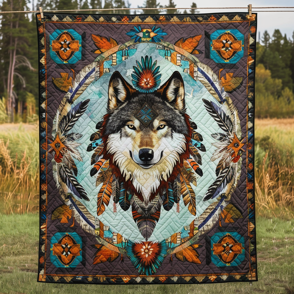 Cultural Wolf Quilted Blanket NCU0TH138