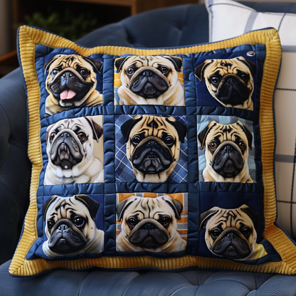 Cute Pug Expressions Quilted Pillow Case NCU0TH150