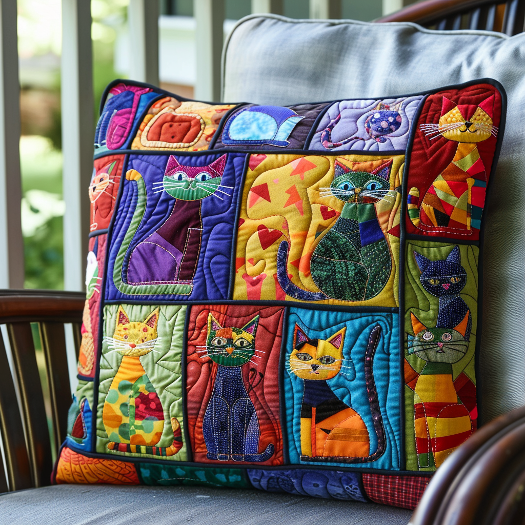 Cute Cat Quilted Pillow Case NCU0PD347