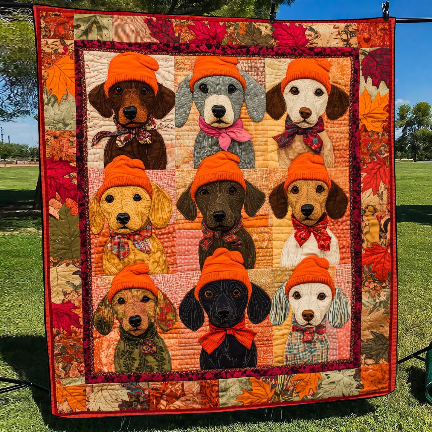 Cute Dachshunds Quilted Blanket NCU0VL451