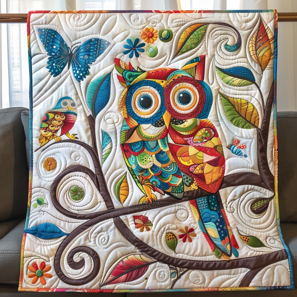 Cute Owl Quilted Blanket NCU0VL150