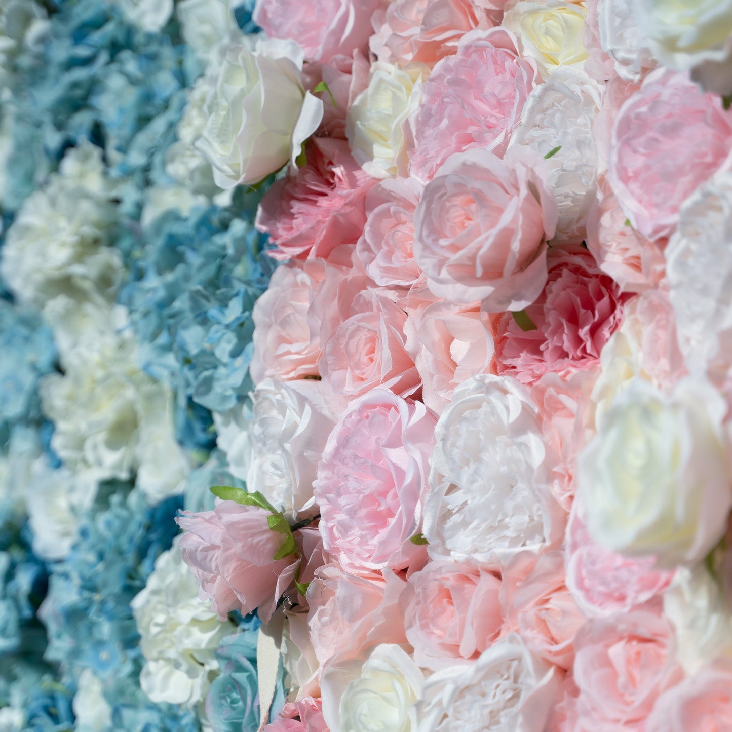 Baby Shower Flower Wall Backdrop - Blue & Pink Roll-Up Fabric Wall - Gender Reveal Party Decor - Celebration Floral Wall-VF-016