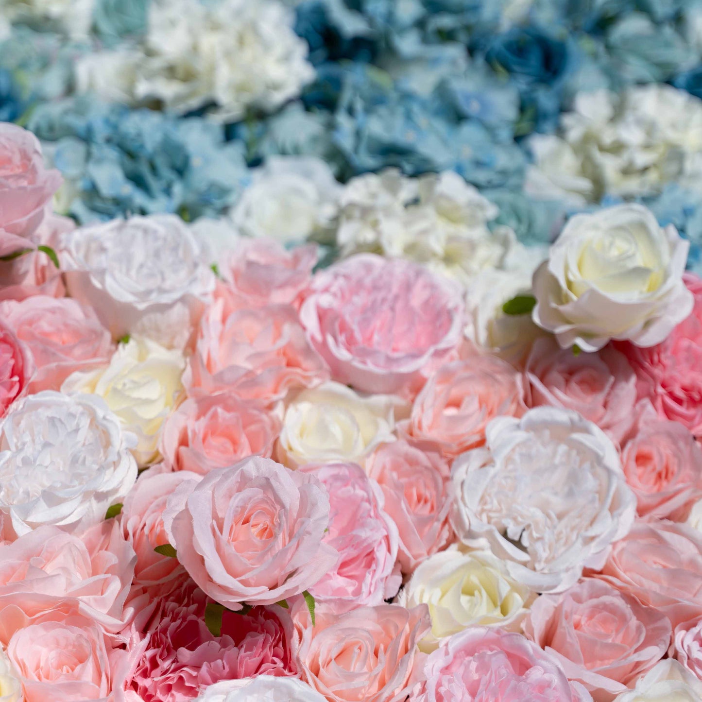 Baby Shower Flower Wall Backdrop - Blue & Pink Roll-Up Fabric Wall - Gender Reveal Party Decor - Celebration Floral Wall-VF-016