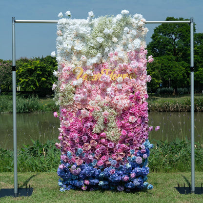 Roll Up Fabric Artificial Flower Wall Wedding Backdrop, Floral Party Decor, Event Photography-VF-340