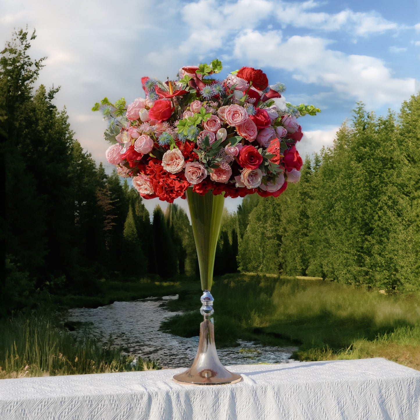 Rosewood Flower Ball: Flower Centerpiece Bouquet Table Decoration Flower Ball -R247