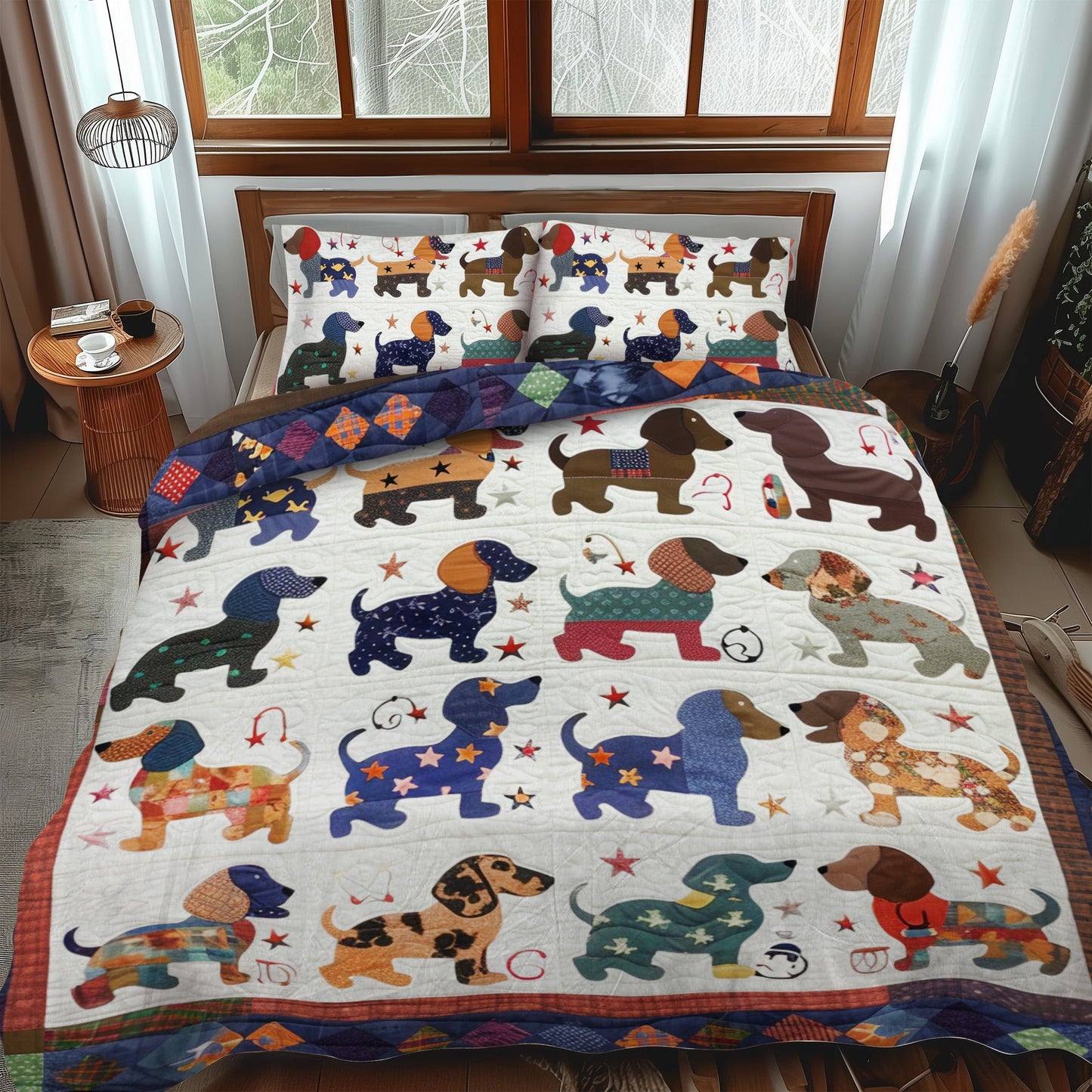 Juego de cama acolchado de 3 piezas Dachshund Dreams NCU0DV058