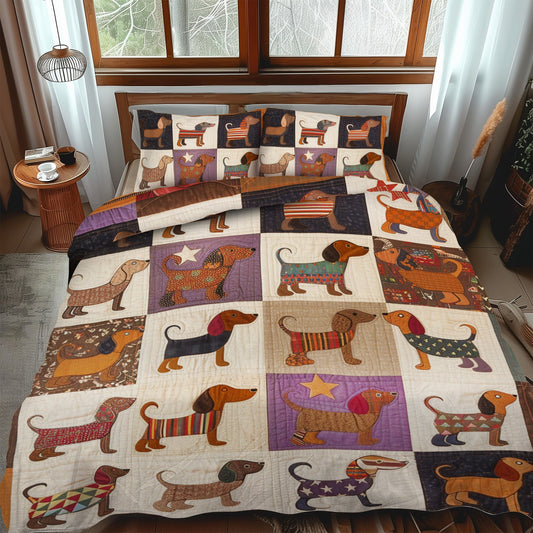 Juego de cama acolchado de 3 piezas Dachshund Dreamscapes NCU0DV055