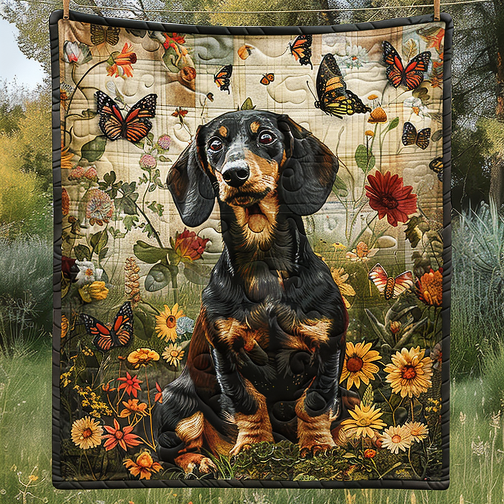 Dachshund Garden Quilted Blanket NCU0TH088