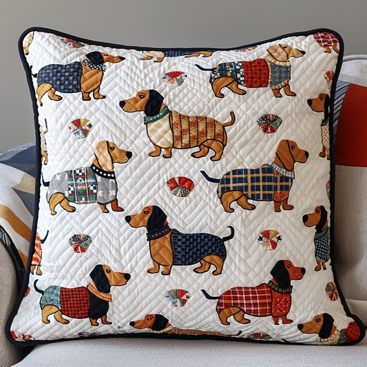 Dachshund Pattern Quilted Pillow Case NCU0TH258