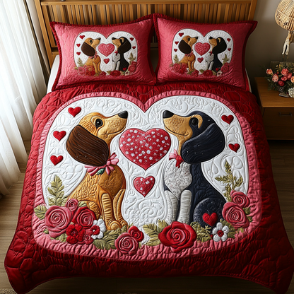 Dachshund Couple Quilted Bedding Set NCU0DV2330