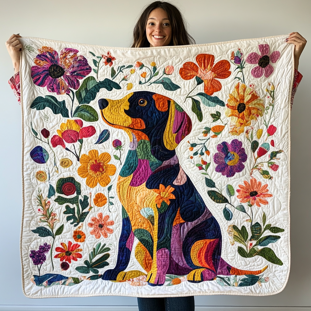 Dachsie Doodles Quilted Blanket NCU0DK407