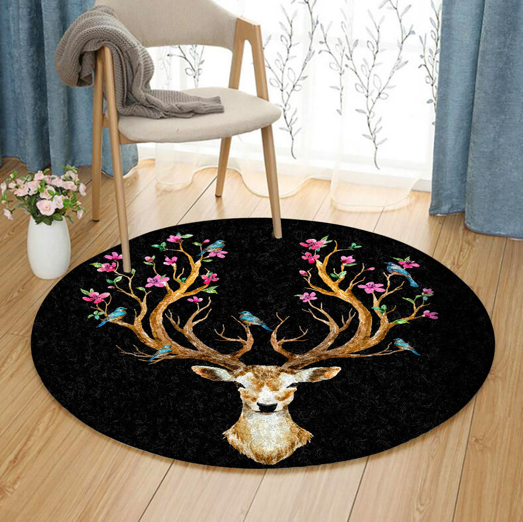 Deer CLA070814 Round Area Rug