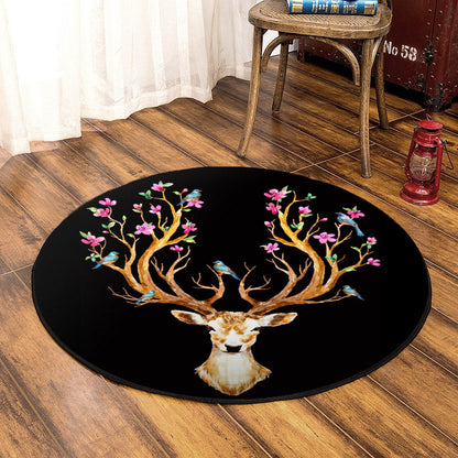 Deer CLA070814 Round Area Rug