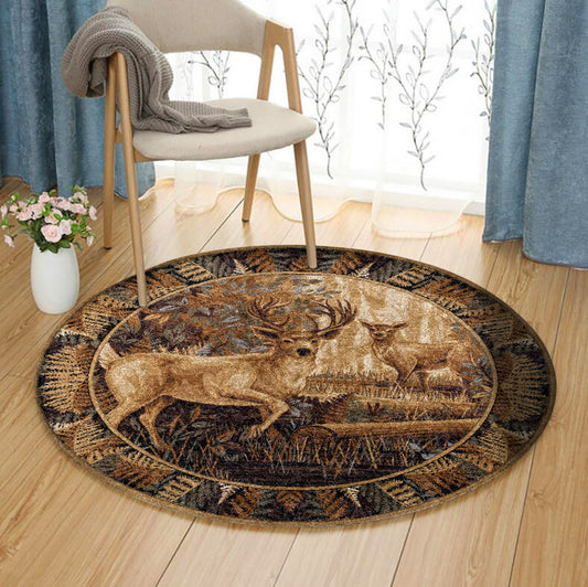 Deer CLA070819 Round Area Rug