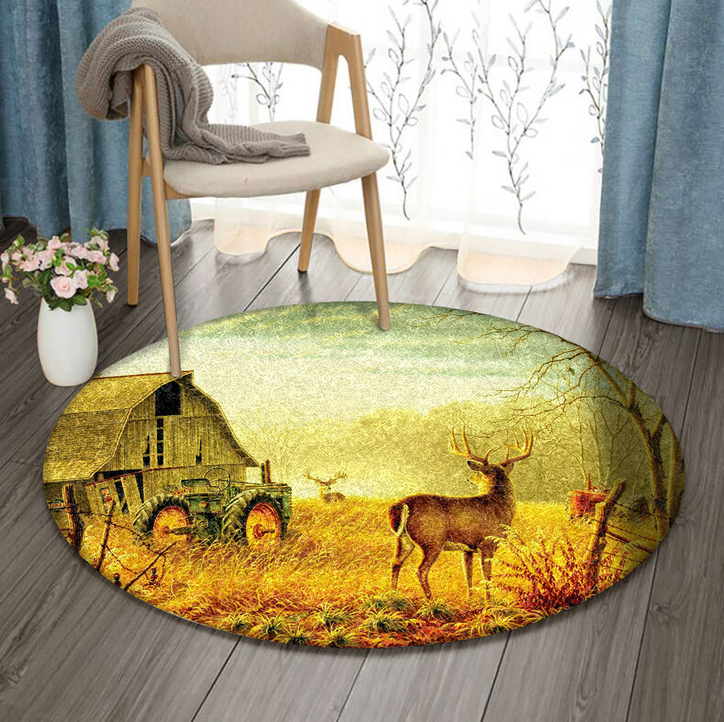 Deer Farmer DV0410015RR Round Area Rug