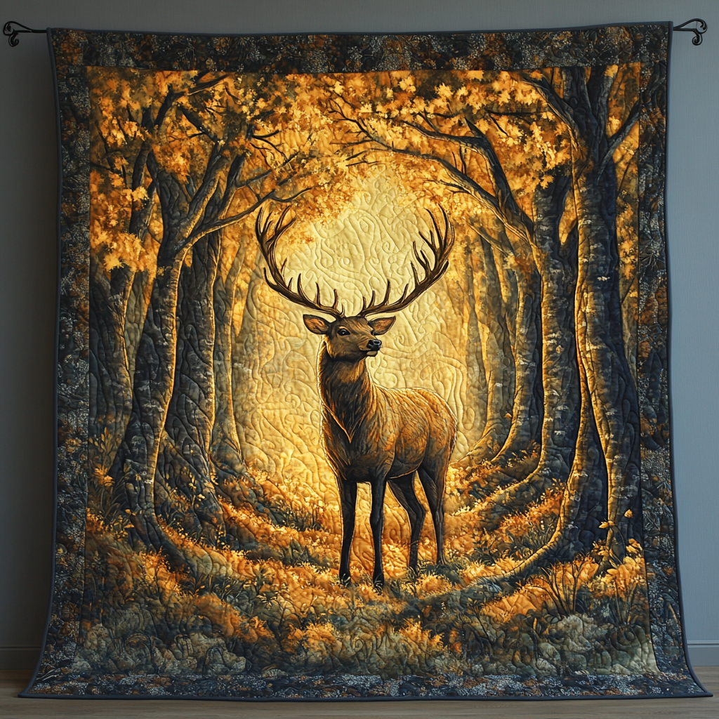 Deer Forest Quilted Blanket NCU0DK773