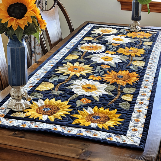 Delightful Sunflowers Quilted Table Runner NCU0VL241