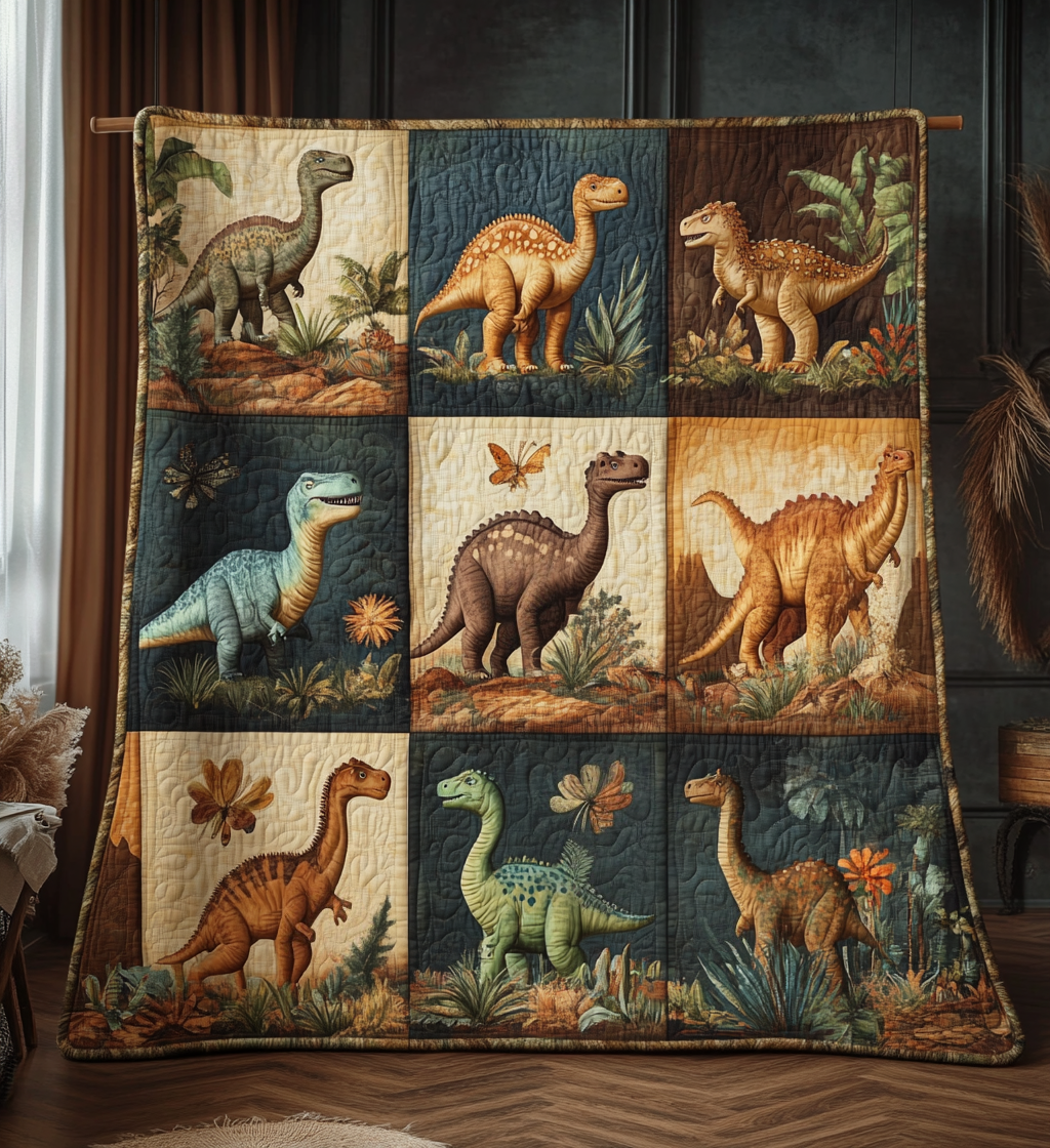 Dino Valley Art Quilt Hanging NCU0DV827