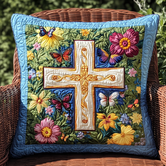 Divine Cross Quilted Pillow Case NCU0VL549