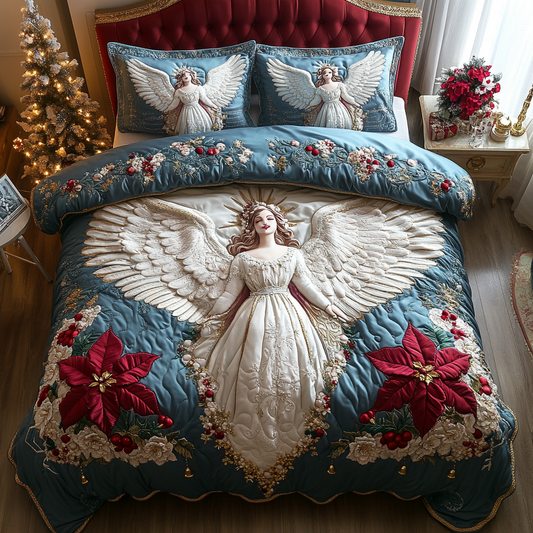 Divine Snowfall Quilted Bedding Set NCU0DV2296