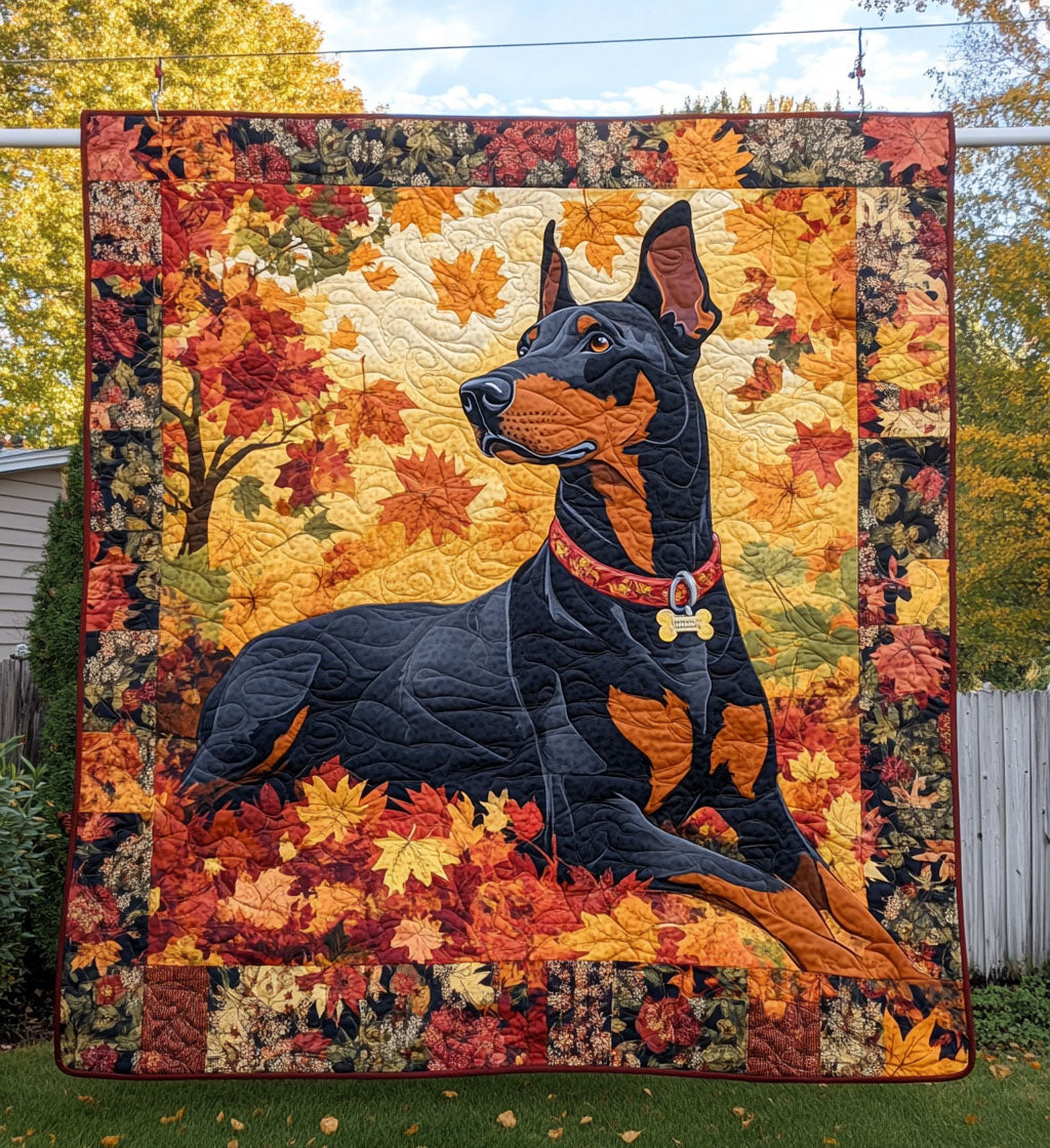 Doberman Guardian Quilted Blanket NCU0PT984