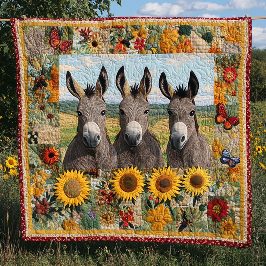 Donkey-Inspired Sunflowers Quilted Blanket NCU0PD656