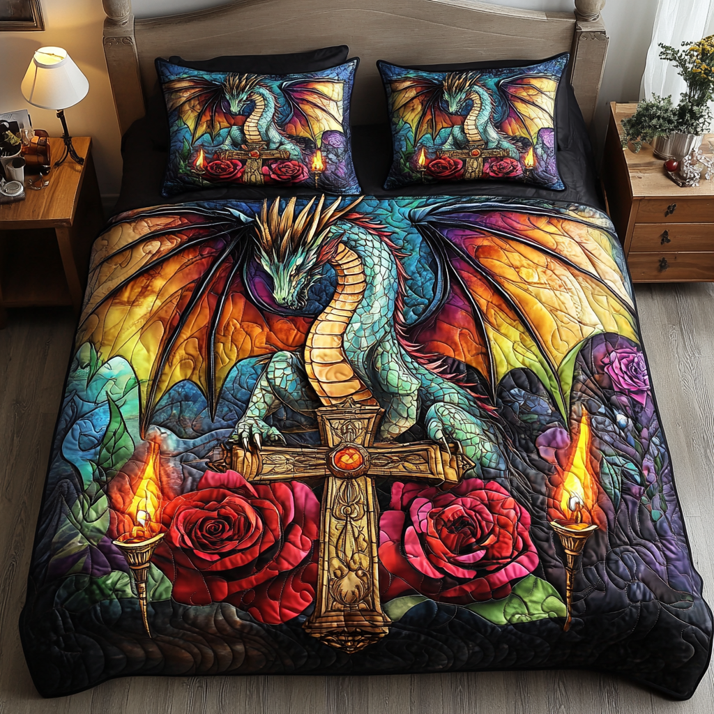 Draconic Realm Quilted Bedding Set NCU0DV2405