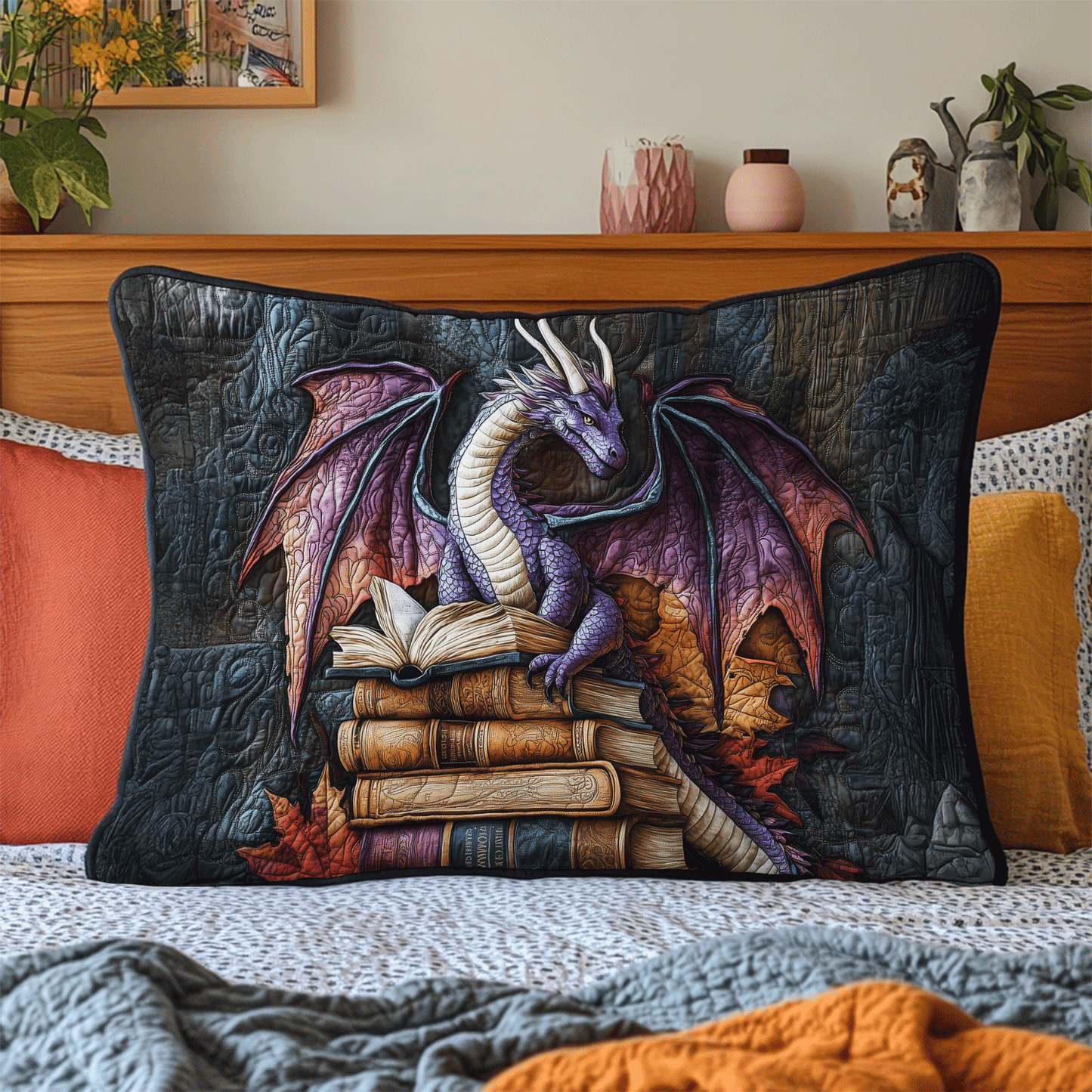 Dragon Rune Quilted Bedding Pillow Case NCU0DV2449