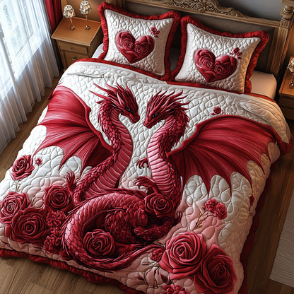 Dragon Couple Quilted Bedding Set NCU0DV2340