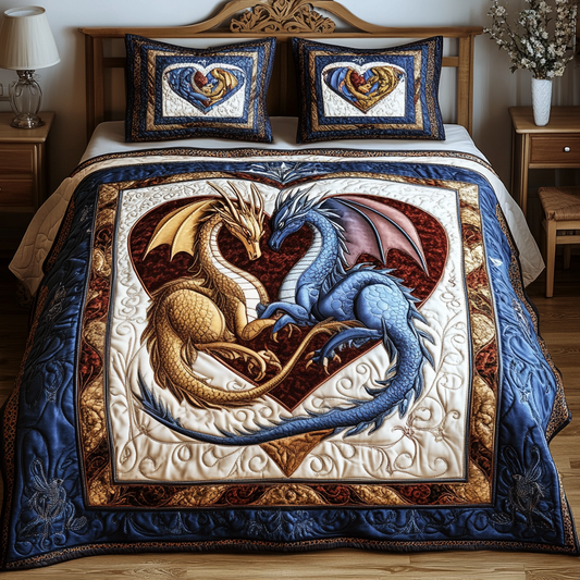 Dragon Couple Quilted Bedding Set NCU0DV2348